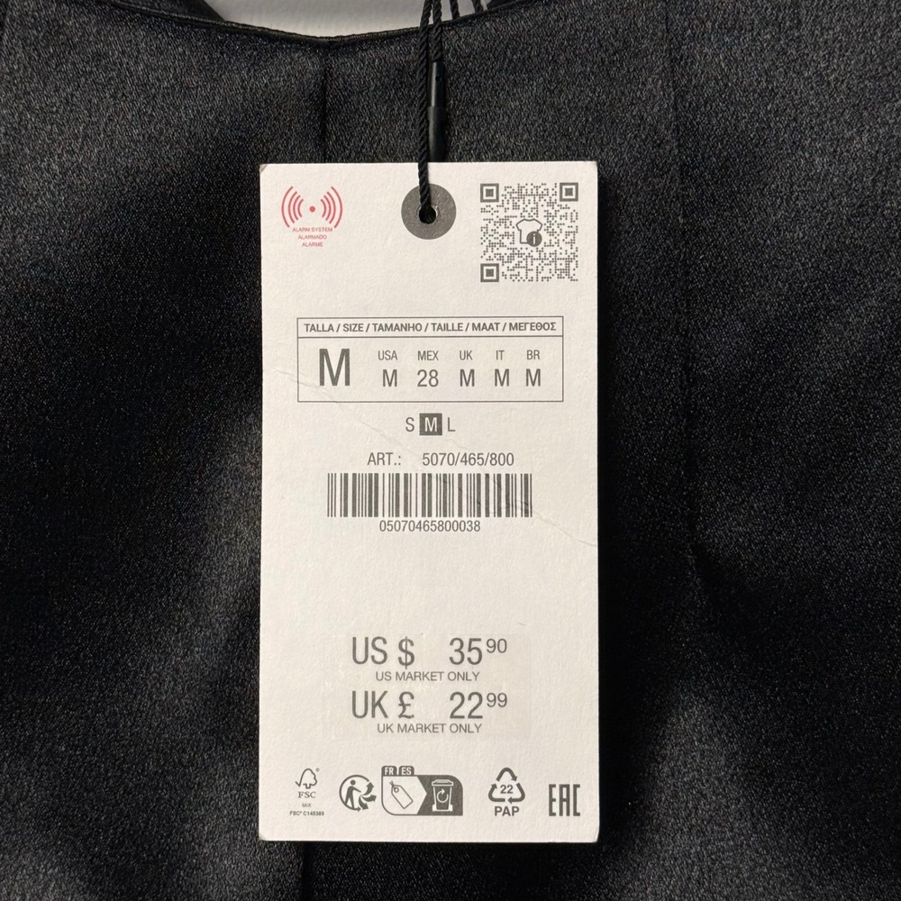 Zara Black Shimmer Satin V-Neck Sleeveless Top Blouse 5070/465/800 Medium NWT - Picture 2 of 8